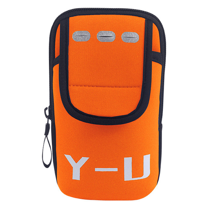Uniqkart Waterproof Sports Running Arm Bag Adjustable Armband Reflective Fitness Phone Storage Pouch - Orange