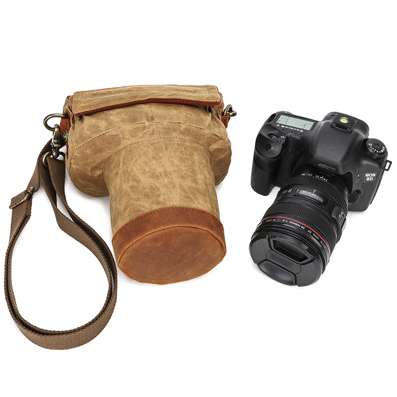 K809 for Canon/Nikon/Sony Shock-absorbing Anti-fall SLR Camera Carrying Bag Canvas Camera Protection Bag with Shoulder Strap - Khaki
