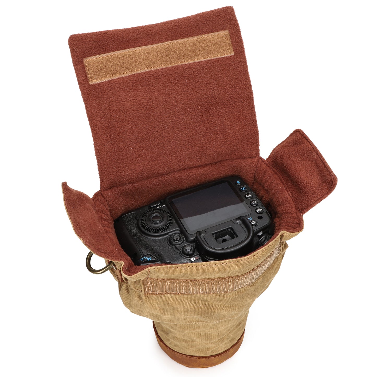 K809 for Canon/Nikon/Sony Shock-absorbing Anti-fall SLR Camera Carrying Bag Canvas Camera Protection Bag with Shoulder Strap - Khaki