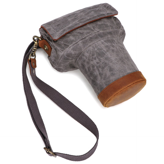 K809 for Canon/Nikon/Sony Shock-absorbing Anti-fall SLR Camera Carrying Bag Canvas Camera Protection Bag with Shoulder Strap - Grey