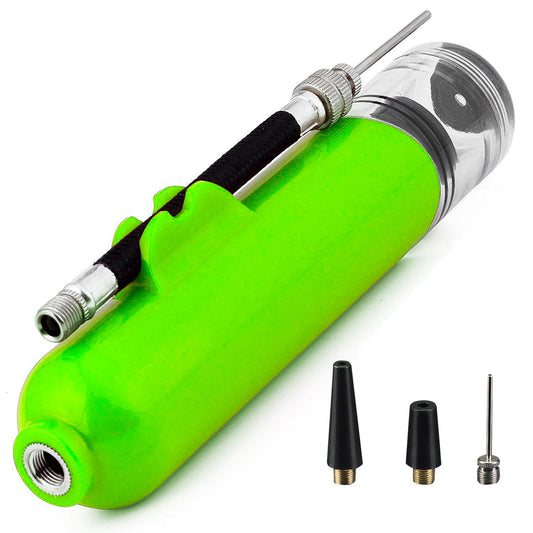 H08QT Two-Way Mini Pump Sports Ball Pump Kit with Needles Portable Fast Ball Inflation for Basketball Football Volleyball - Green