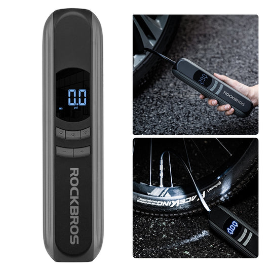 Rockbros A10 Car Motorcycle Bike Tire Air Pump Portable Wireless Electric Vehicle Tyre Inflator with LED Light