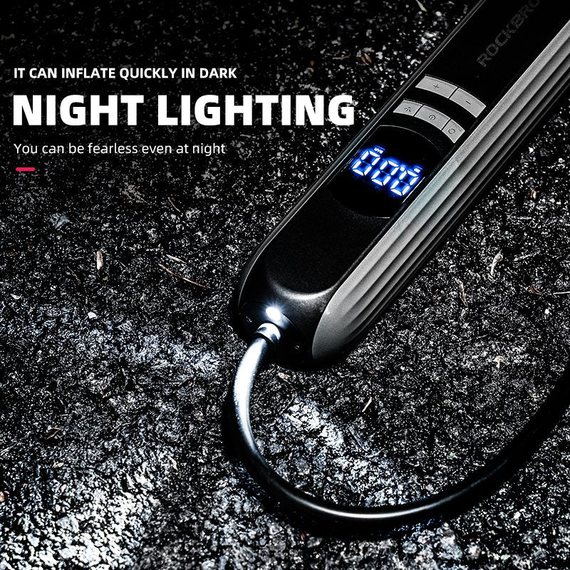 Rockbros A10 Car Motorcycle Bike Tire Air Pump Portable Wireless Electric Vehicle Tyre Inflator with LED Light