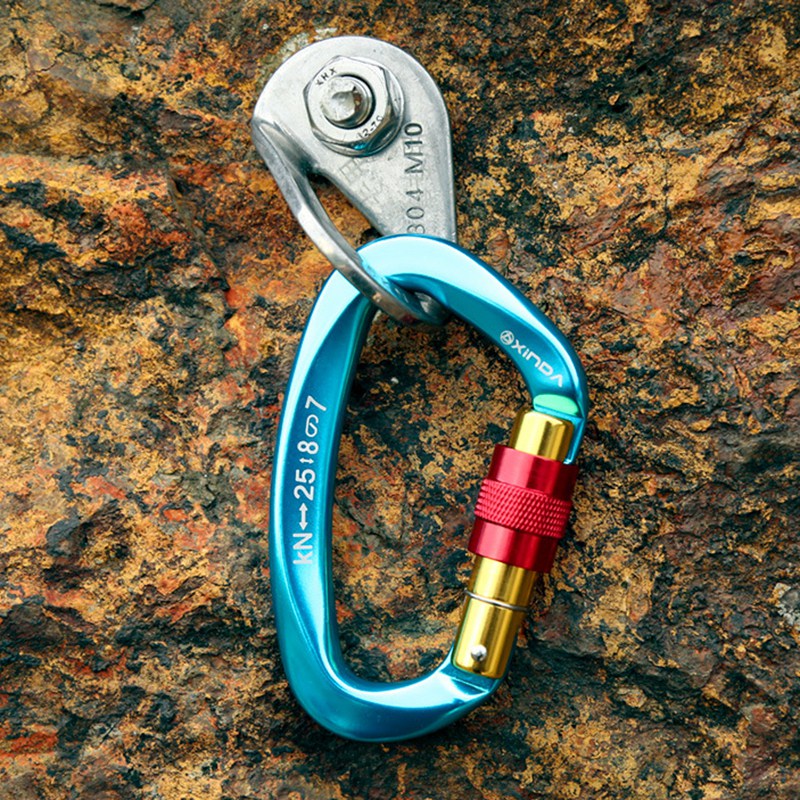 XINDA XD-Q9628 Heavy Duty 25KN Carabiner Clip D-Shape Rock Climbing Hanging Hook Fast Locking for Camping Hiking Outdoor Gym Hammock Dog Leash - Orange