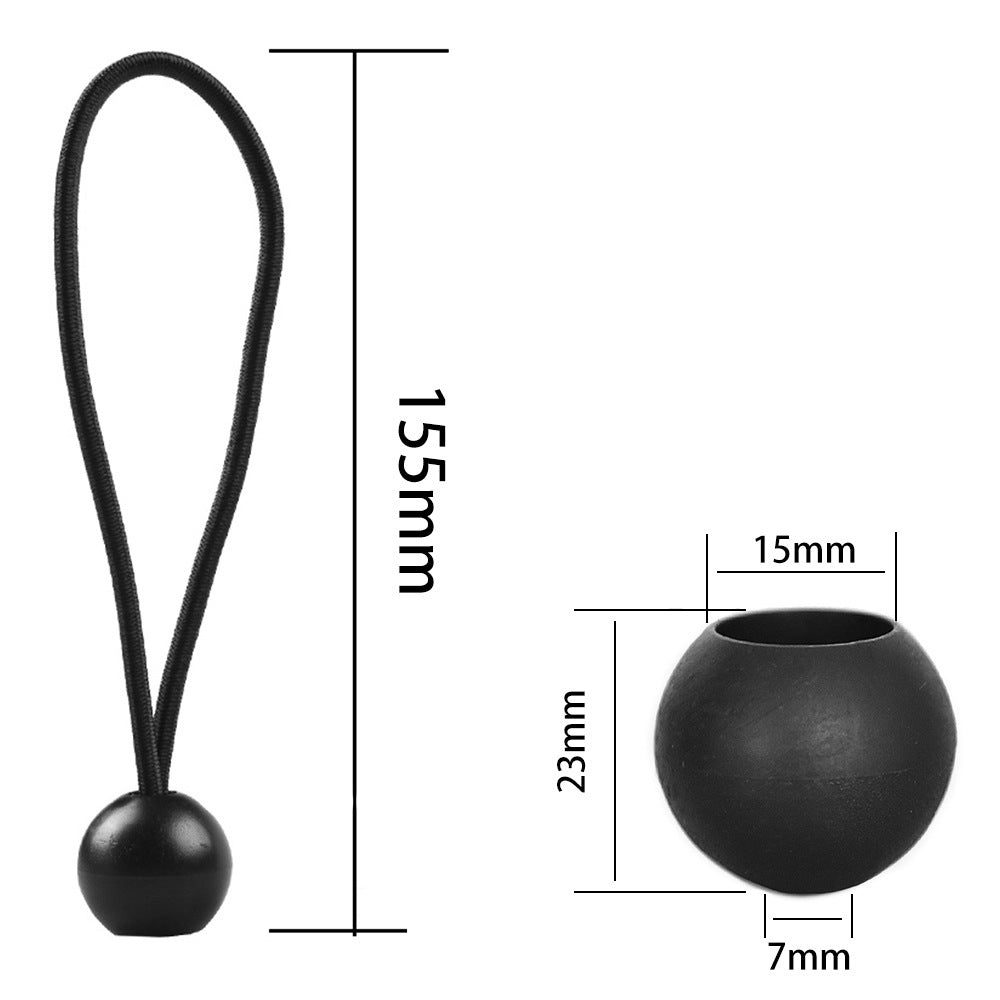 Uniqkart 10Pcs Tent Tie Down Rope Elastic Ball Buckle Fixed Strap for Outdoor Camping Hiking Fishing Awning - Black