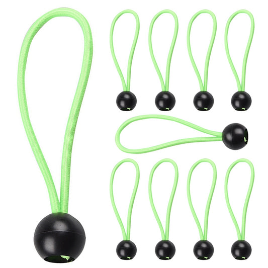 Uniqkart 10Pcs Elastic Ball Buckle Fixed Strap for Outdoor Camping Hiking Fishing Awning Tent Tie Down Rope - Green