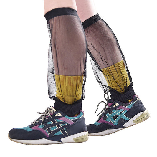 Uniqkart FWKTT-001 1 Pair Outdoor Anti-mosquito Mesh Foot Covers Mountain Climbing Camping Netting - Black