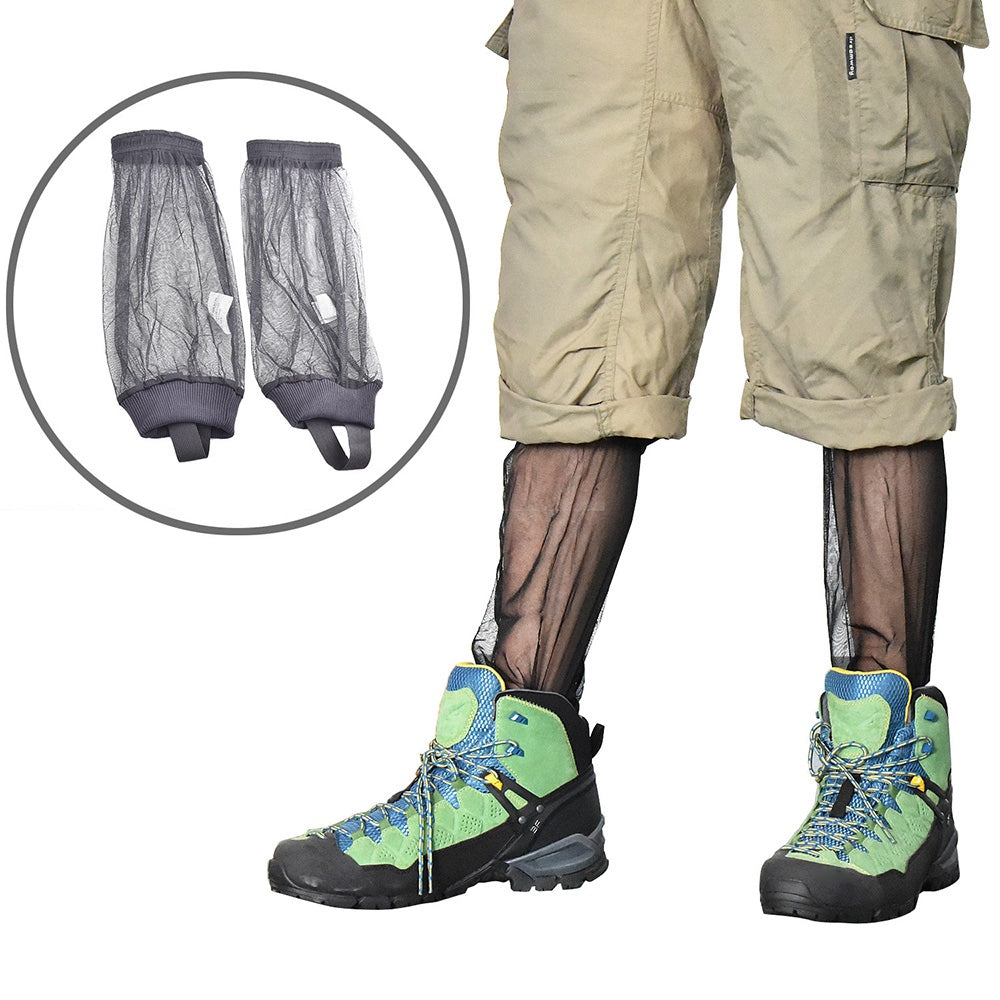 Uniqkart FWKTT-001 1 Pair Outdoor Anti-mosquito Mesh Foot Covers Mountain Climbing Camping Netting - Black