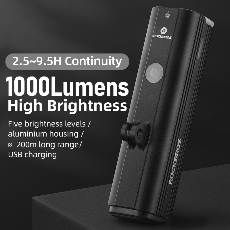 Rockbros D3-1000 1000LM Bike Cycling Bright LED Front Light Bicycle Night Cycling Safety Lamp Flashlight