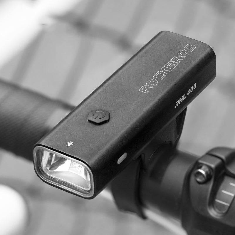 Rockbros RHL400 Super Bright USB Rechargeable Bike LED Light Waterproof Front Headlight for Road Cycling Safety
