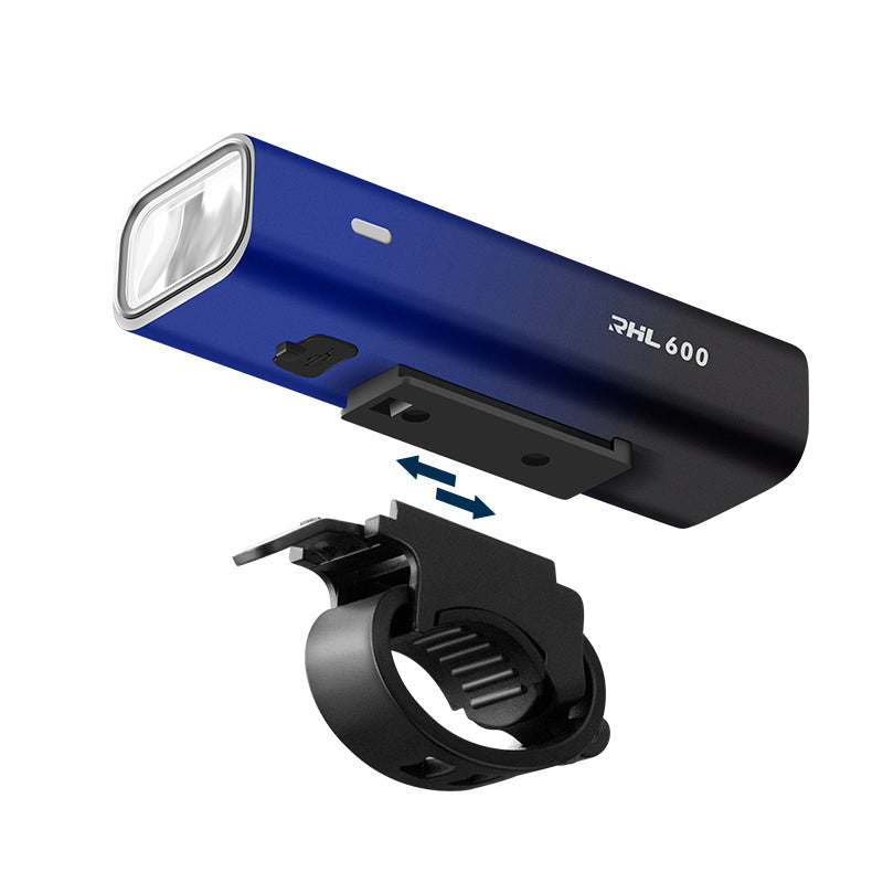 Rockbros RHL600 Super Bright Bike Headlight Night Safety Bicycle Front Light Flashlight USB Rechargeable IPX6 Waterproof Torch - Gradient Blue