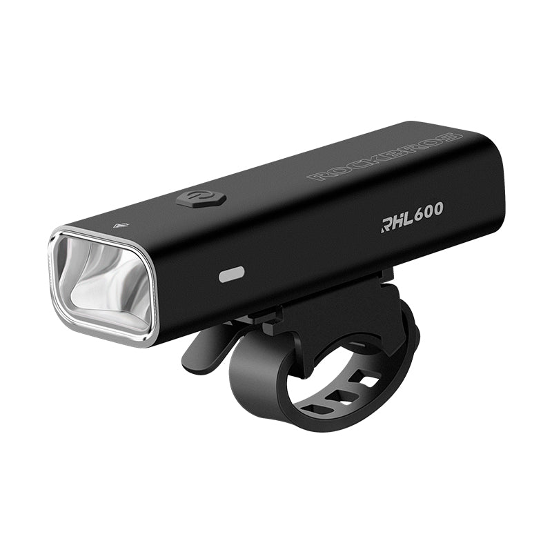 Rockbros RHL600 Super Bright Bike Headlight Night Safety Bicycle Front Light Flashlight USB Rechargeable IPX6 Waterproof Torch - Black