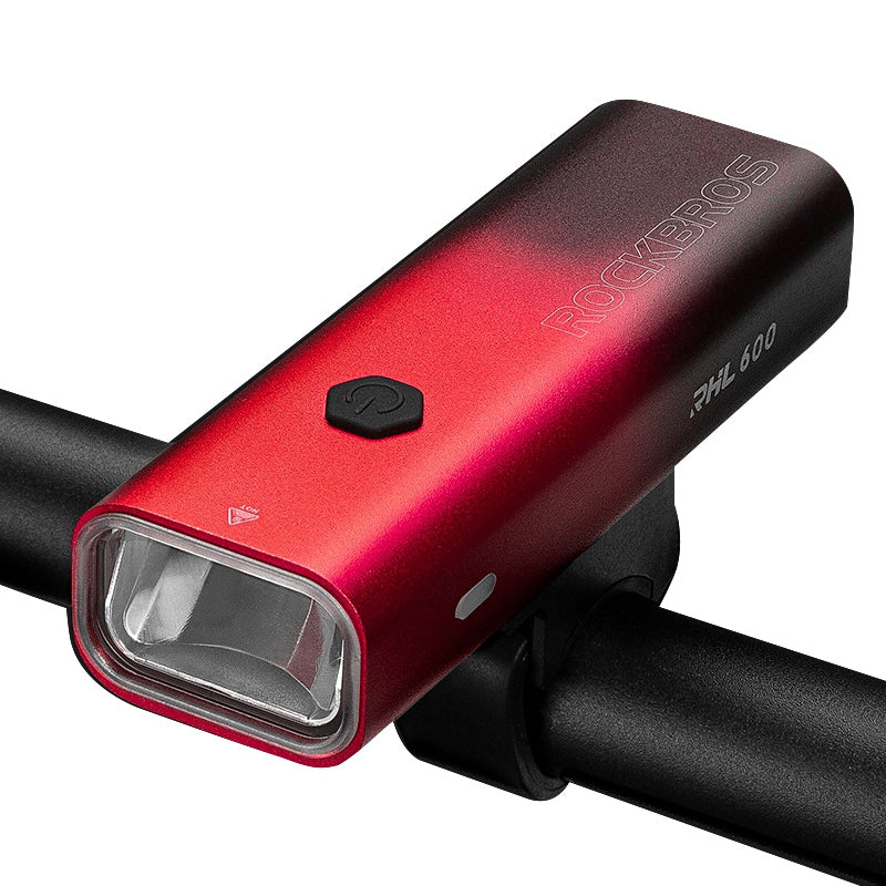 Rockbros RHL600 Super Bright Bike Headlight Night Safety Bicycle Front Light Flashlight USB Rechargeable IPX6 Waterproof Torch - Gradient Red