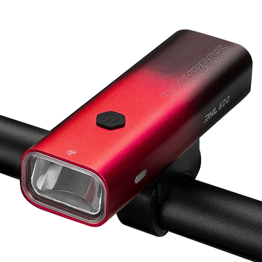 Rockbros RHL600 Super Bright Bike Headlight Night Safety Bicycle Front Light Flashlight USB Rechargeable IPX6 Waterproof Torch - Gradient Red