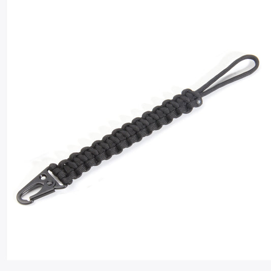 Hand-woven Nylon 7-core Parachute Rope Outdoor Camping Hiking Olecranon Hook Lanyard - Black
