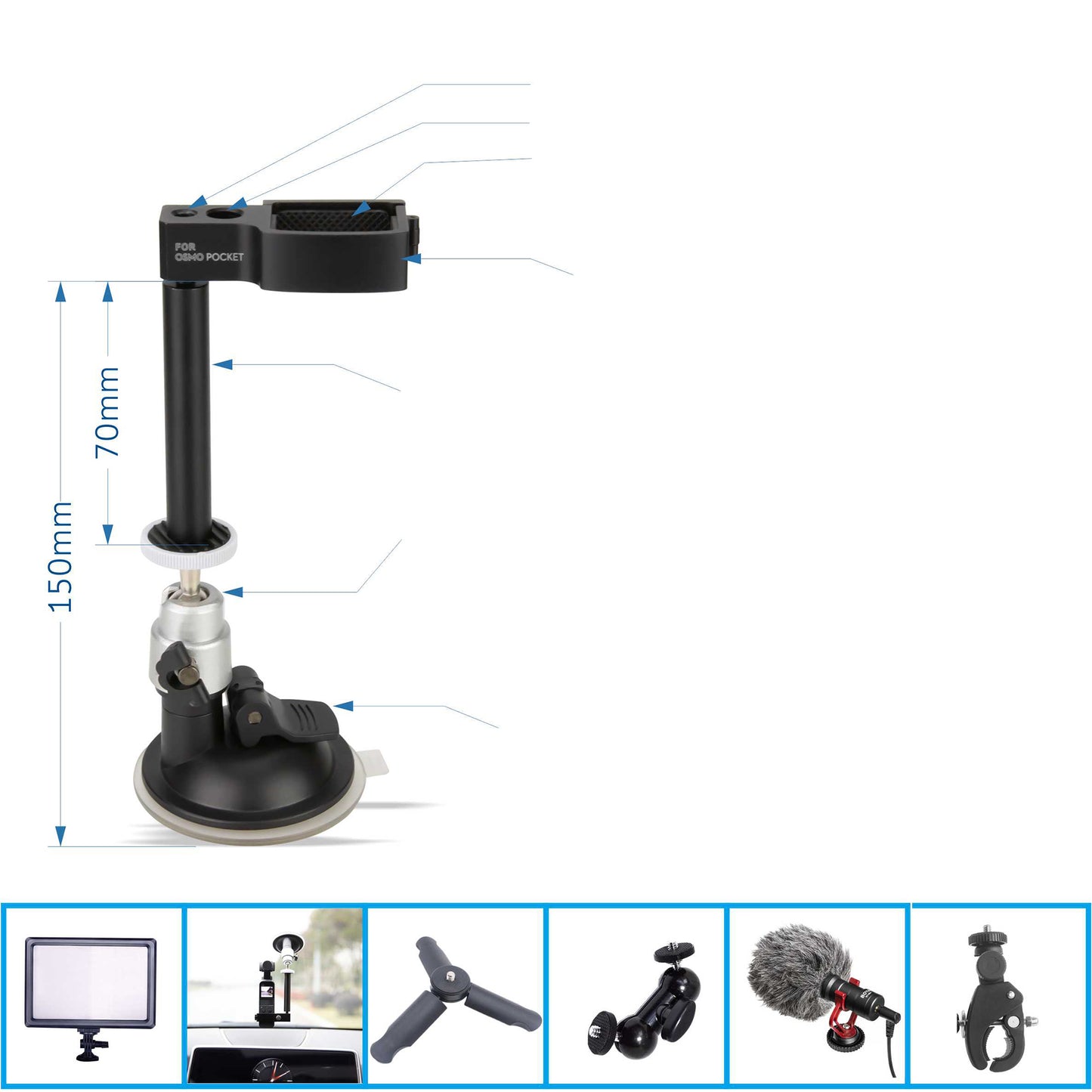 Multi-function Car Bracket Mount Holder for DJI OSMO Pocket/Pocket 2
