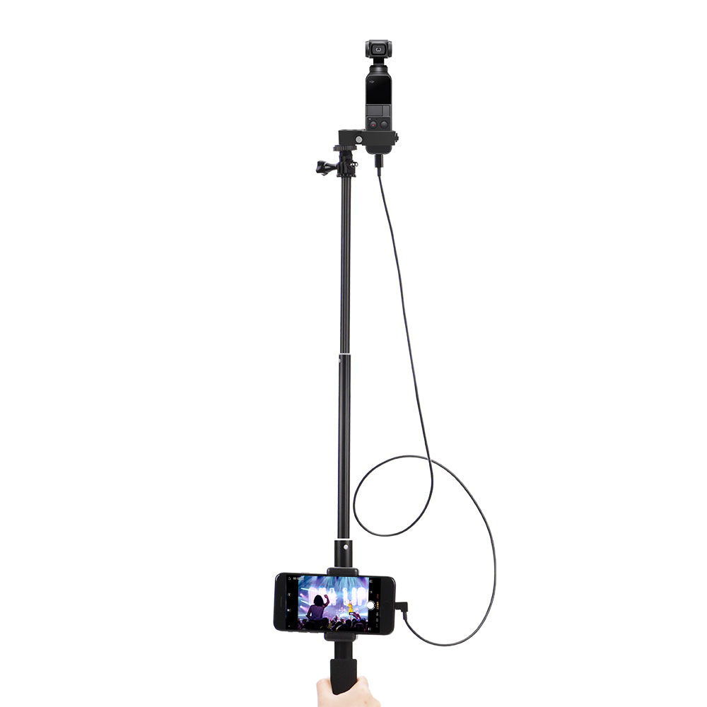 Uniqkart for DJI OSMO Pocket Extension Pole Selfie Stick with Phone Fixed Clip Module Type-C Cable