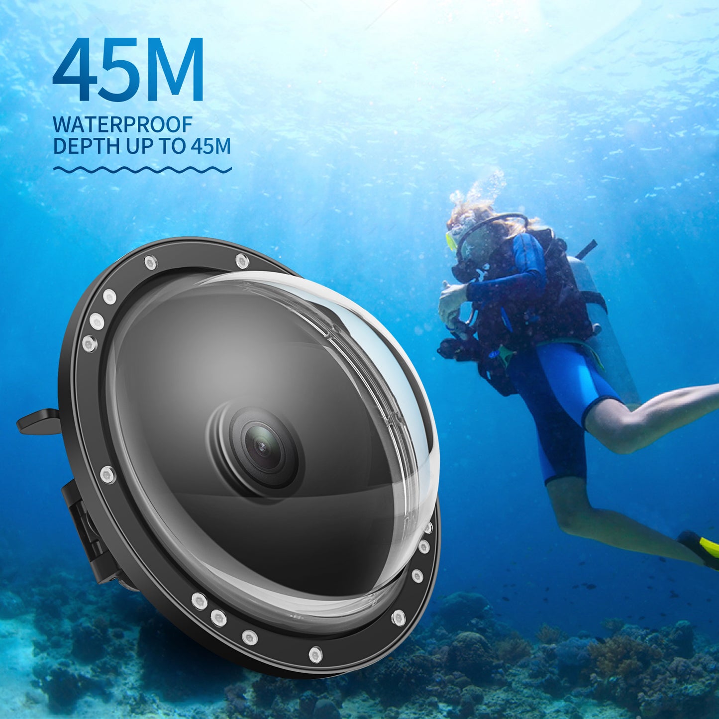 SHOOT Dual Handheld Dome Port Waterproof Diving Housing Cover for DJI Osmo Action Camera