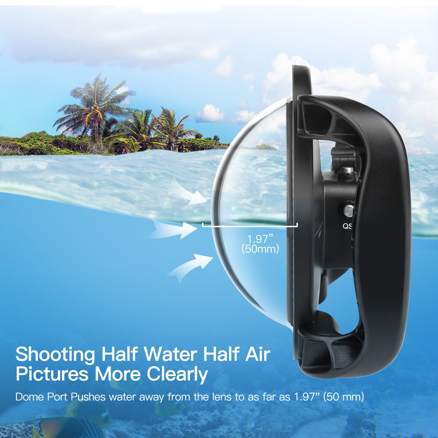 SHOOT Dual Handheld Dome Port Waterproof Diving Housing Cover for DJI Osmo Action Camera