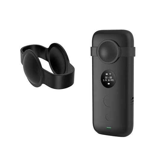 Action Camera Silicone Protective Cover + Camera Len Protection Cap for Insta 360 ONE X - Black