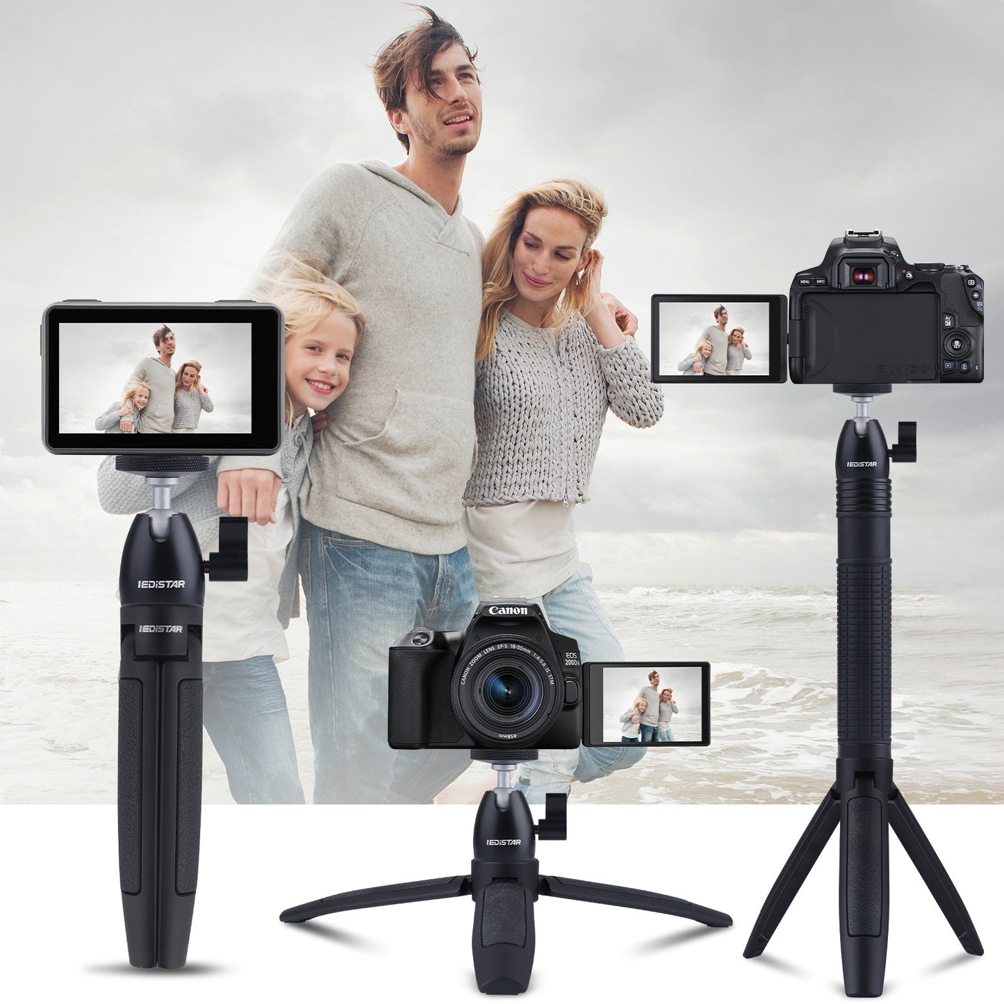 LEDISTAR DX-06 Handheld Extendable Selfie Stick Tripod Stand for Gopro Max DJI Osmo Action Insta 360