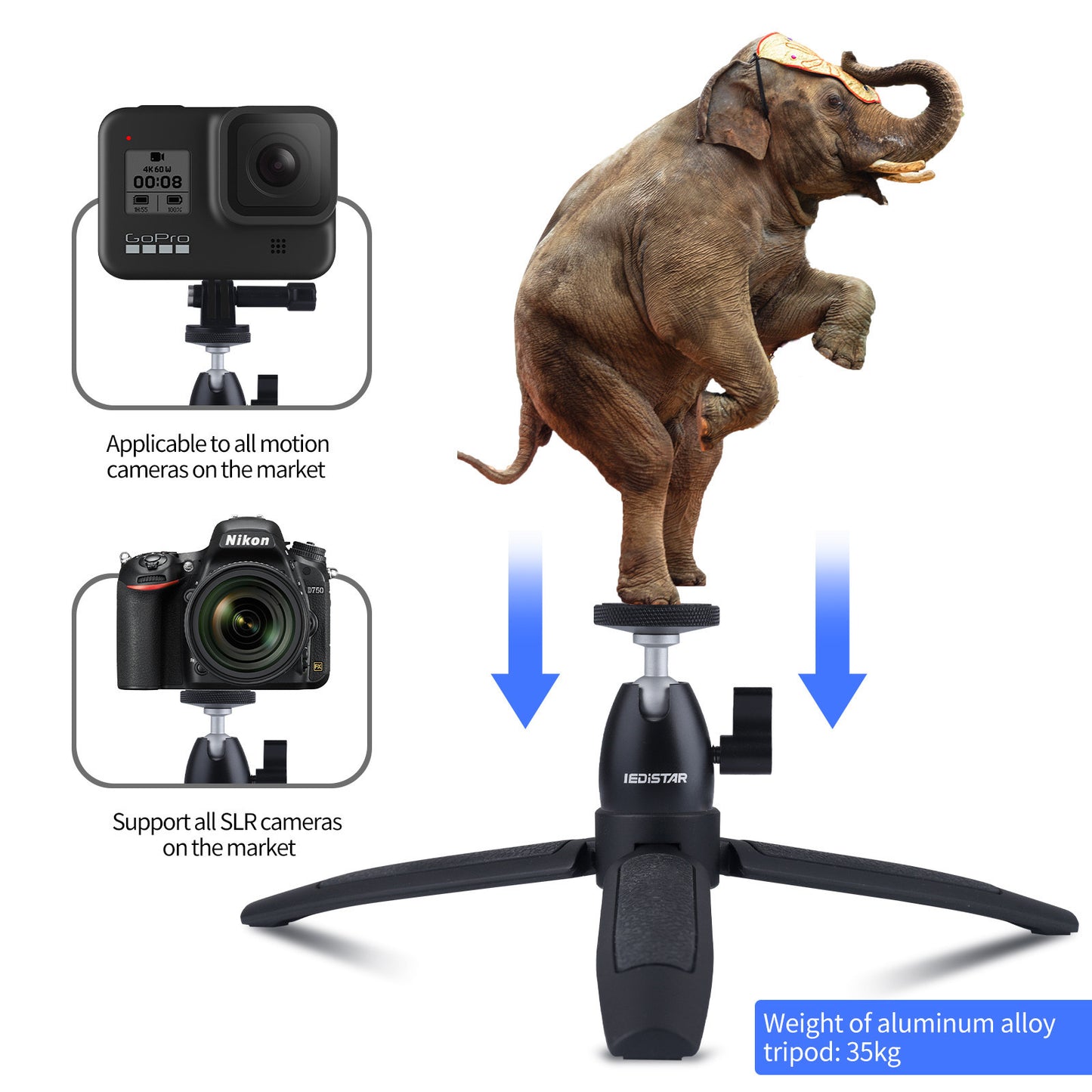 LEDISTAR DX-06 Handheld Extendable Selfie Stick Tripod Stand for Gopro Max DJI Osmo Action Insta 360