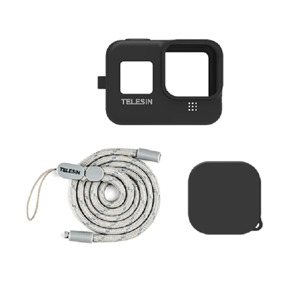 TELESIN Silicone Case Protective Cover with Silicone Lid for GoPro HERO9 Black - Black