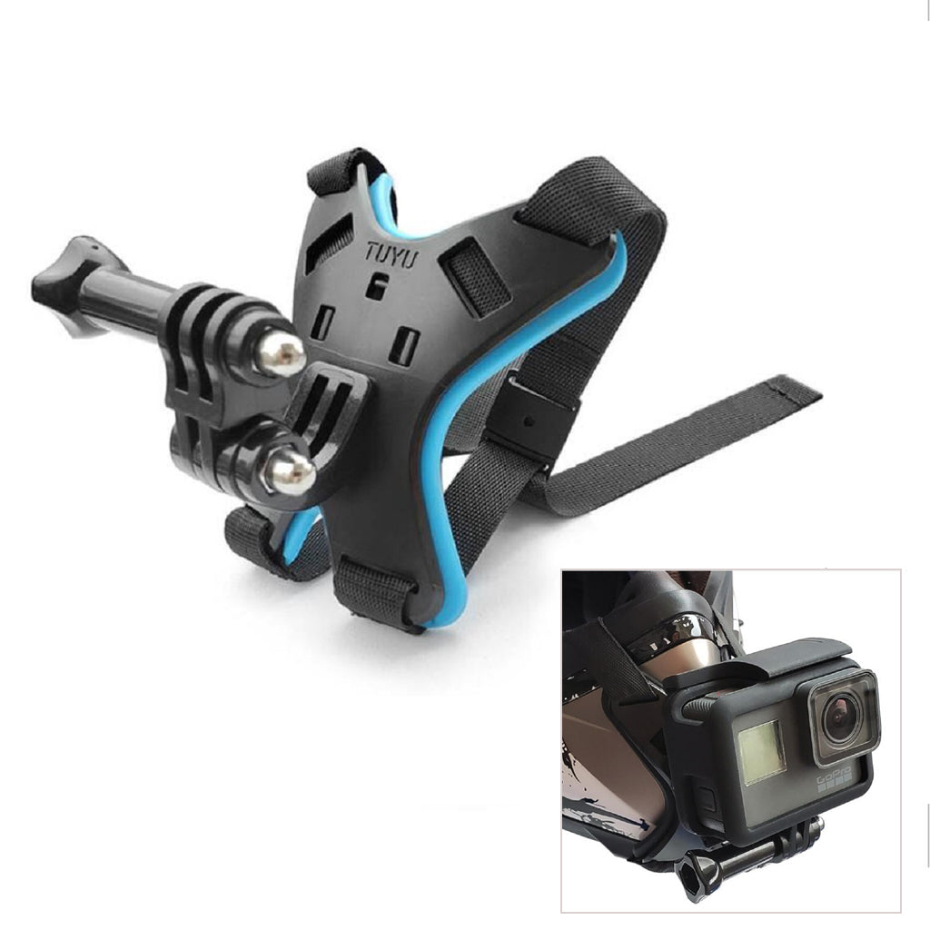 Motorcycle Helmet Chin Stand Mount Holder for GoPro HERO9 Black AT1108 - Blue