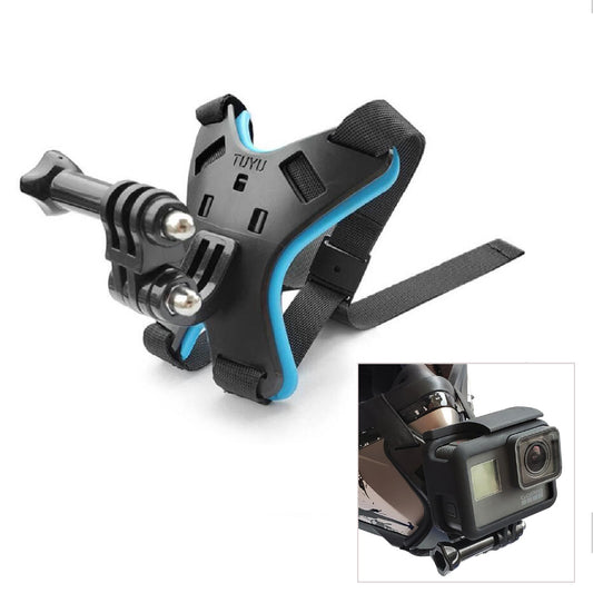 Motorcycle Helmet Chin Stand Mount Holder for GoPro HERO9 Black AT1108 - Blue