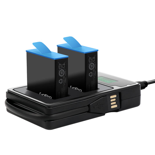 USB Double Channel Battery Charger with LCD Display for GoPro Hero 9 Black