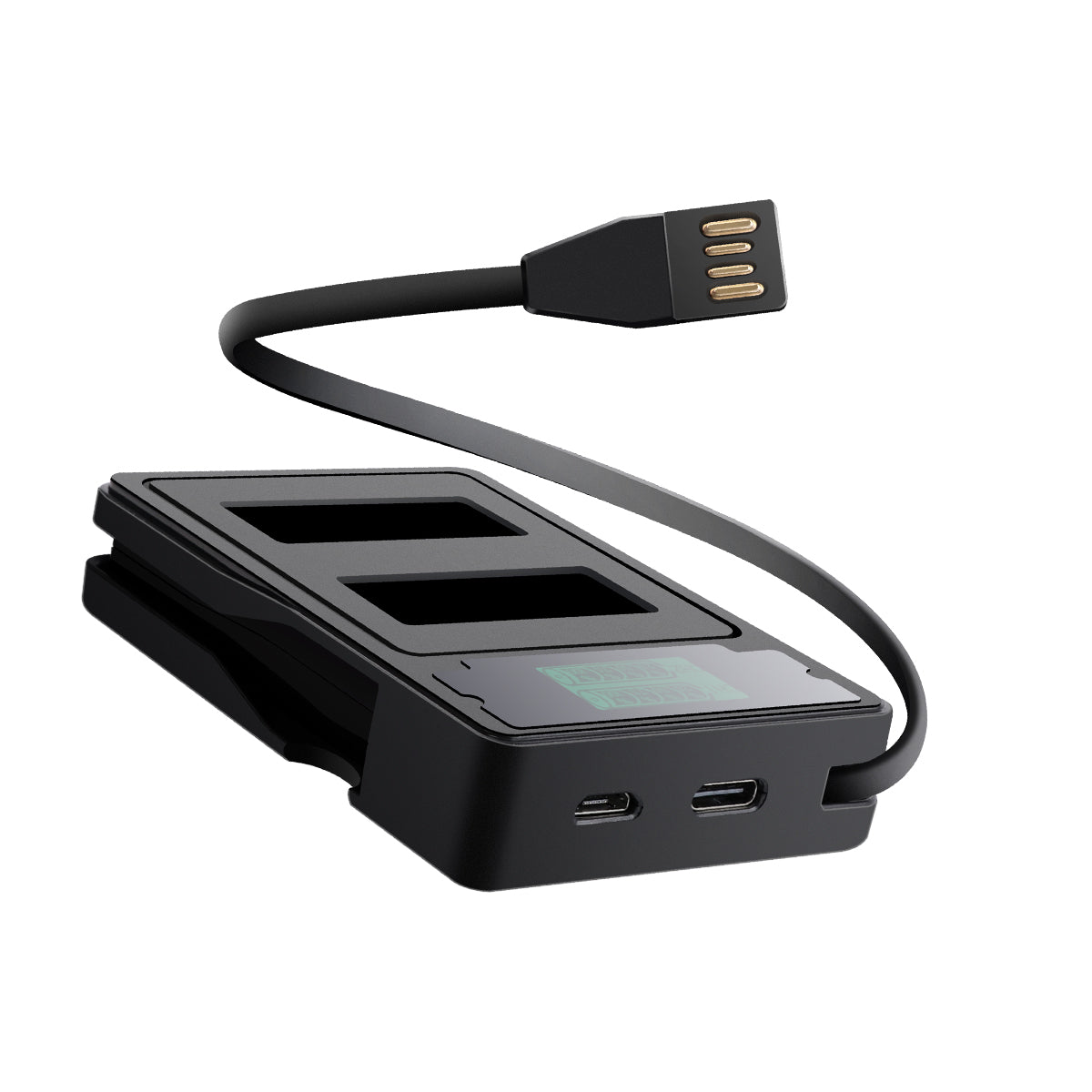 USB Double Channel Battery Charger with LCD Display for GoPro Hero 9 Black