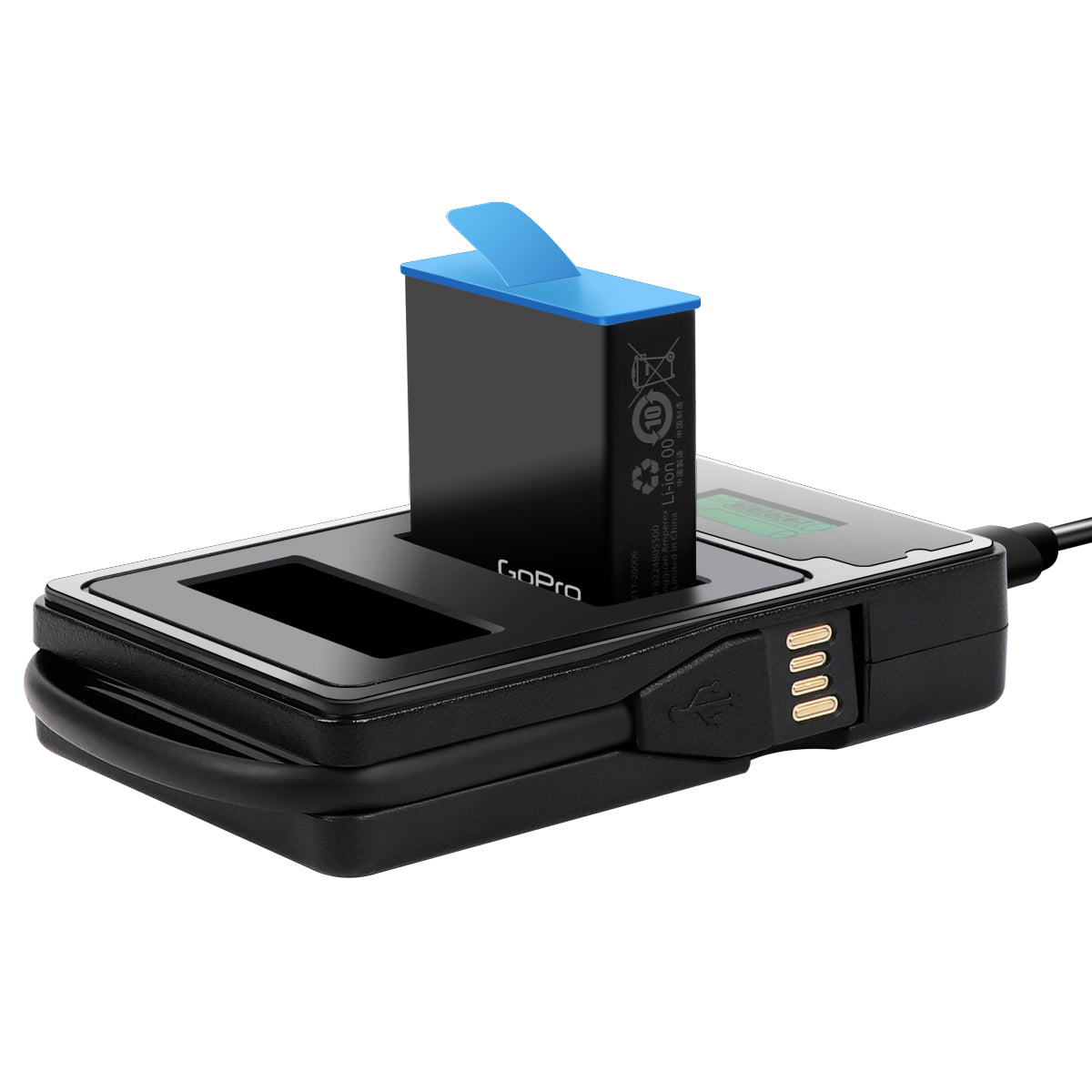 USB Double Channel Battery Charger with LCD Display for GoPro Hero 9 Black