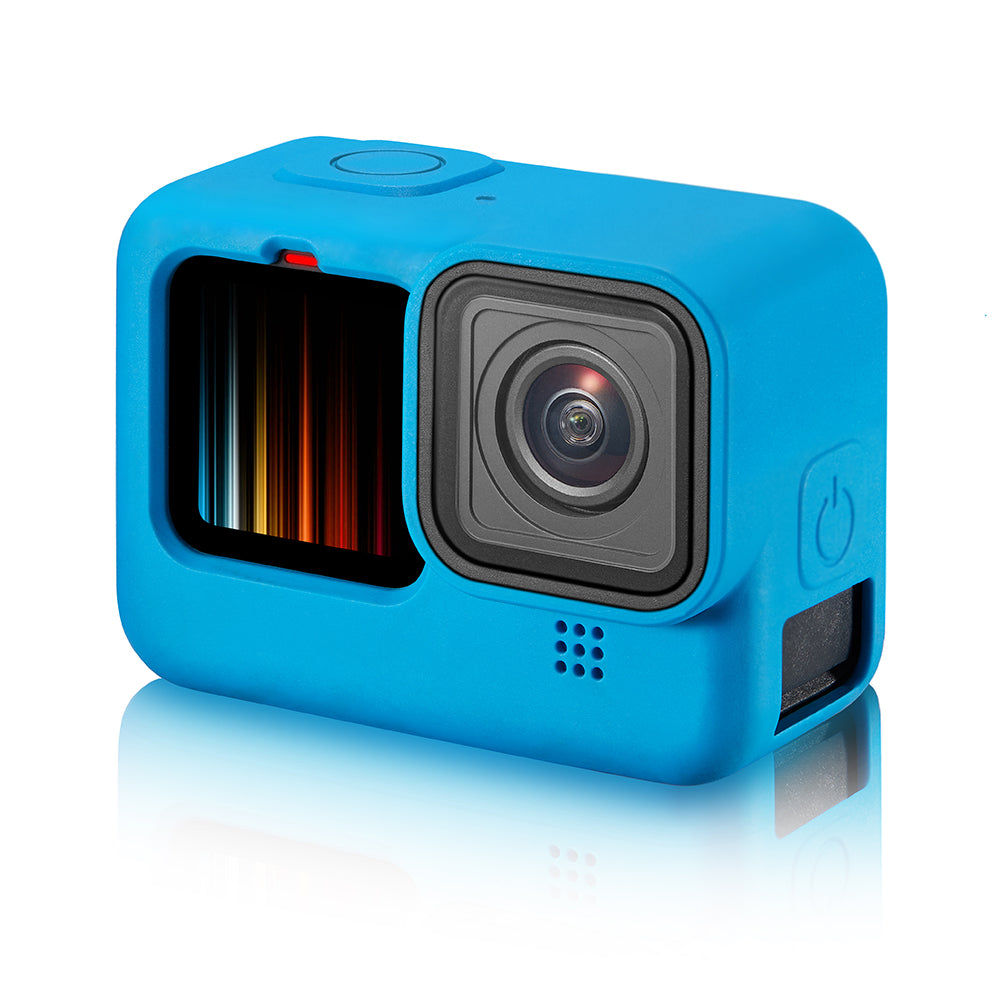 Silicone Case Protector Cover + Lens Cap + Lanyard for GoPro Hero 9 Action Camera - Blue