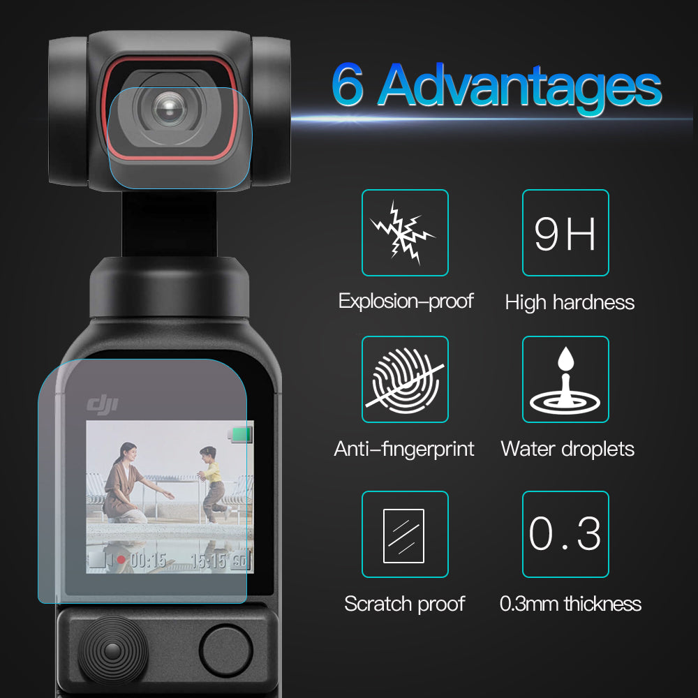 RCGEEK 1PC Lens + LCD Tempered Glass Screen Protector for DJI OSMO Pocket 2