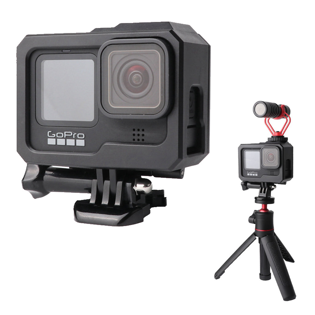 Uniqkart for GoPro Hero9 Black AT1168 Housing Case Plastic Frame Anti-fall Protective Shell Cover (With 1 Hot-shoe Interface)