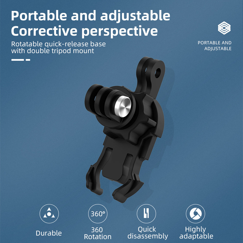 Uniqkart GP-BPM-005 360 Degree Rotate Quick Release Buckle Base Adjustable Double J-hook for GoPro Osmo Action Camera