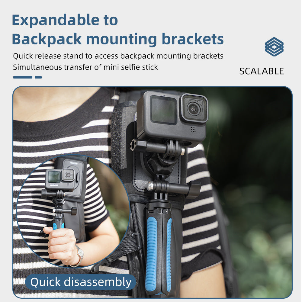 Uniqkart GP-BPM-005 360 Degree Rotate Quick Release Buckle Base Adjustable Double J-hook for GoPro Osmo Action Camera