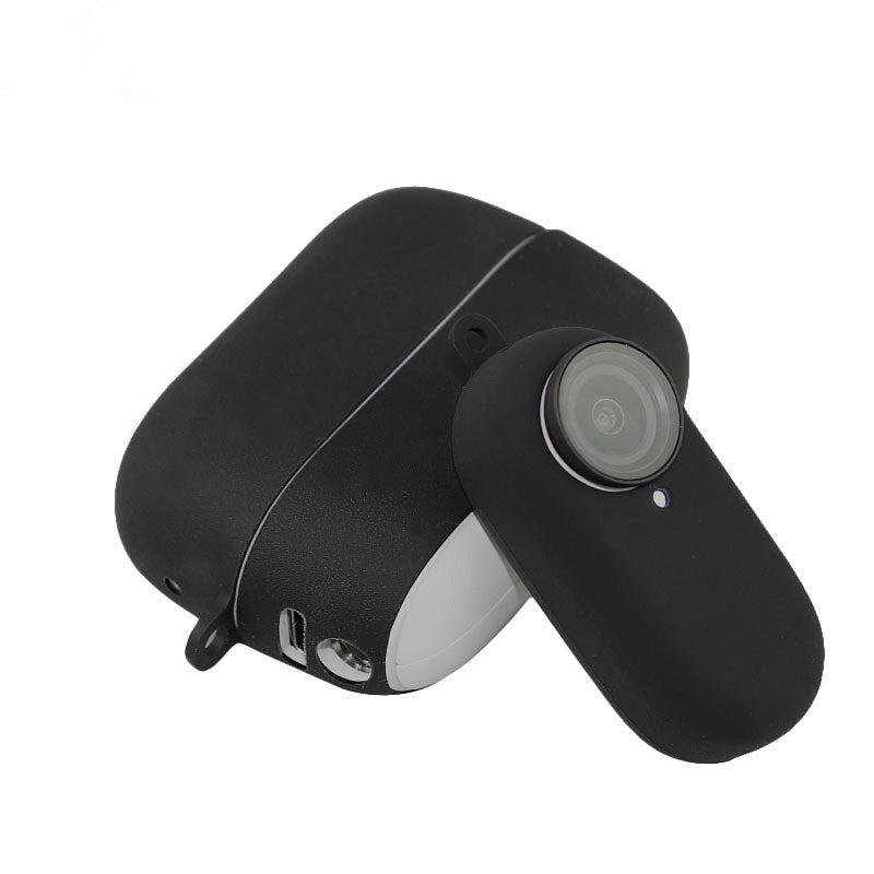 2Pcs/Set for Insta360 Go2 Sports Camera Protective Cover+Charging Case Silicone Non-slip Sleeve - Black