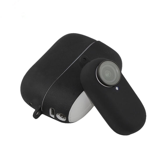 2Pcs/Set for Insta360 Go2 Sports Camera Protective Cover+Charging Case Silicone Non-slip Sleeve - Black
