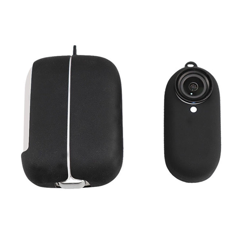 2Pcs/Set for Insta360 Go2 Sports Camera Protective Cover+Charging Case Silicone Non-slip Sleeve - Black