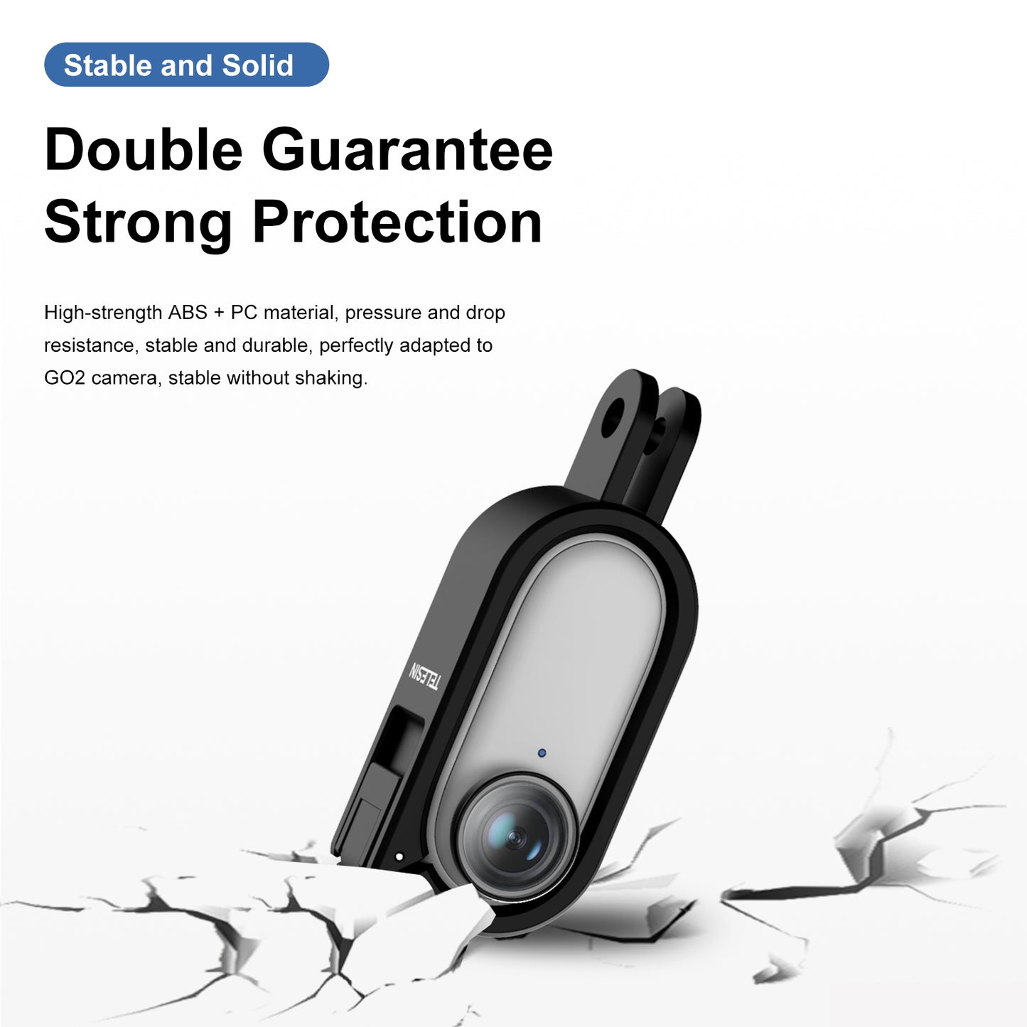 TELESIN Protective Camera Frame Stabilizer with 1/4 Screw Hole Base for Insta360 GO 2 - Black