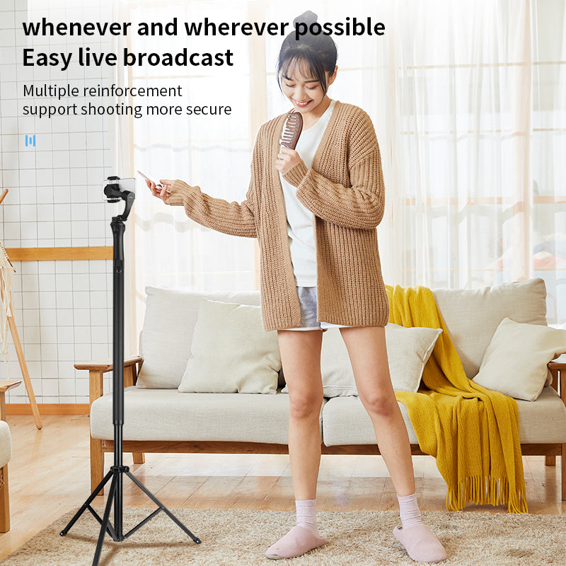 Aluminum Alloy Folding Tripod with 2m Extension Pole for GoPro Mobile Phone SLR