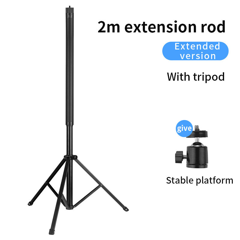 Aluminum Alloy Folding Tripod with 2m Extension Pole for GoPro Mobile Phone SLR