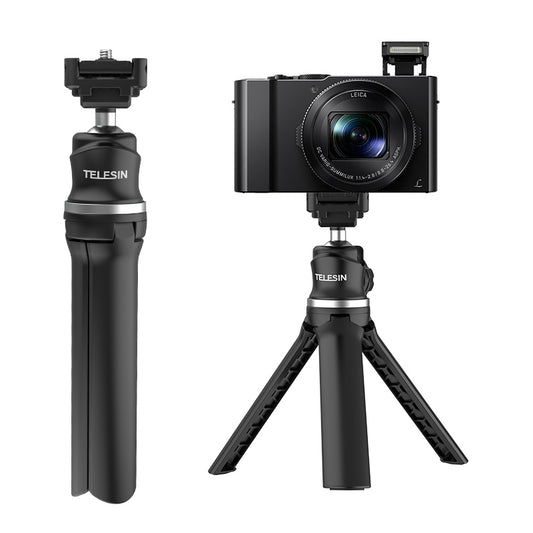 TELESIN TE-TRP-K1 360&#176; Ballhead Mini Tripod Selfie Stick with 1/4&quot; Screw Cold Shoe Phone Clip for GoPro 9 8 7 6 Insta360 Mobile Phone SLR