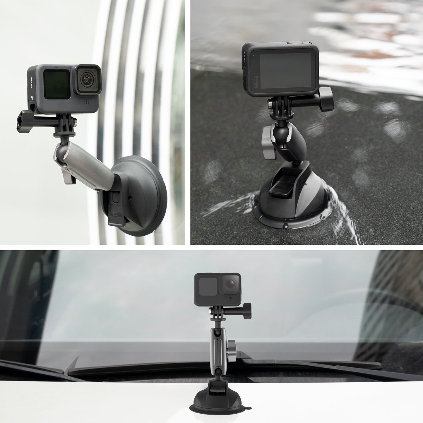 TELESIN TE-SUC-010 Car Phone Holder Suction Cup 360&#176; Adjustable Universal 1/4 Standard Adapter for GoPro Insta360 Osmo Action Camera