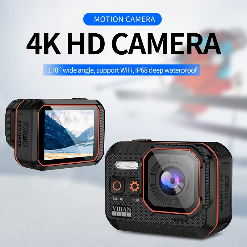 SC002 4K HD Action Camera with Remote Control Waterproof Sports DV Camera Outdoor Mini WiFi Video Helmet Camera - Black