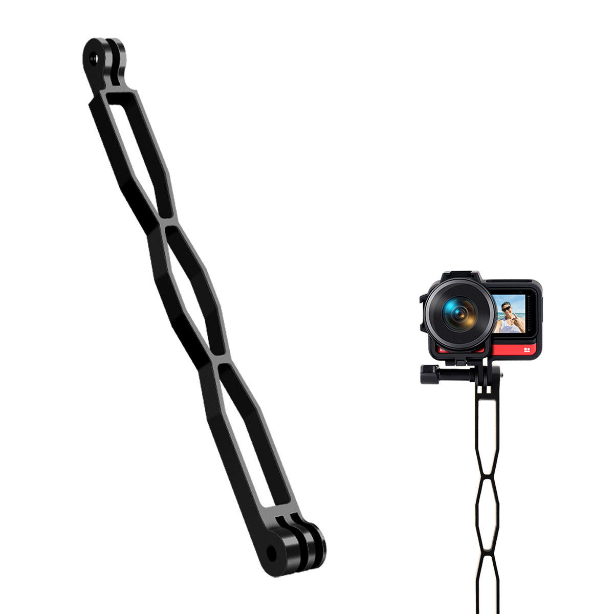 20cm Aluminum Alloy Extension Arm Mount Bracket Rod for GoPro Hero 10/9/8 / Insta360 One R/ DJI Action Camera - Black