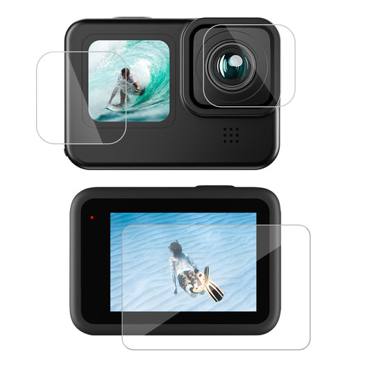 Uniqkart Durable Scratch Resistant PET Front Display Film + PET Lens Protector + Rear Display PET Film for GoPro Hero 9 / 10 / 11