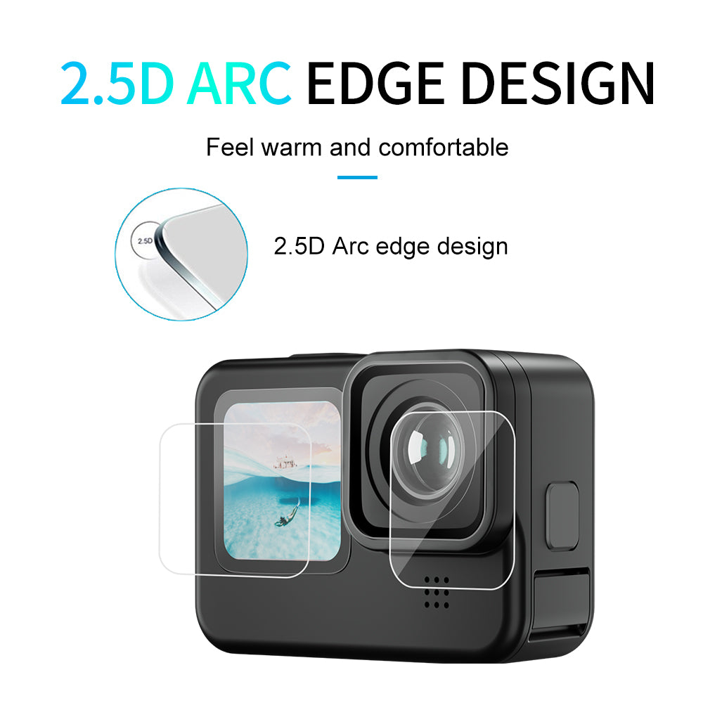 Uniqkart Durable Scratch Resistant PET Front Display Film + PET Lens Protector + Rear Display PET Film for GoPro Hero 9 / 10 / 11