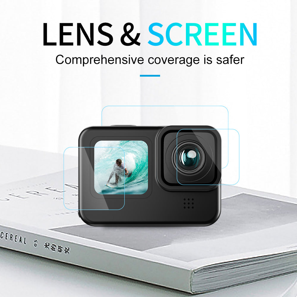 Uniqkart Durable Scratch Resistant PET Front Display Film + PET Lens Protector + Rear Display PET Film for GoPro Hero 9 / 10 / 11